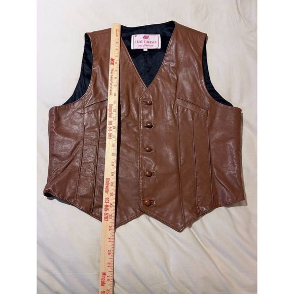Vintage Crae Carlyle San Francisco 1970's Leather Vest Size 46 - Picture 3 of 5